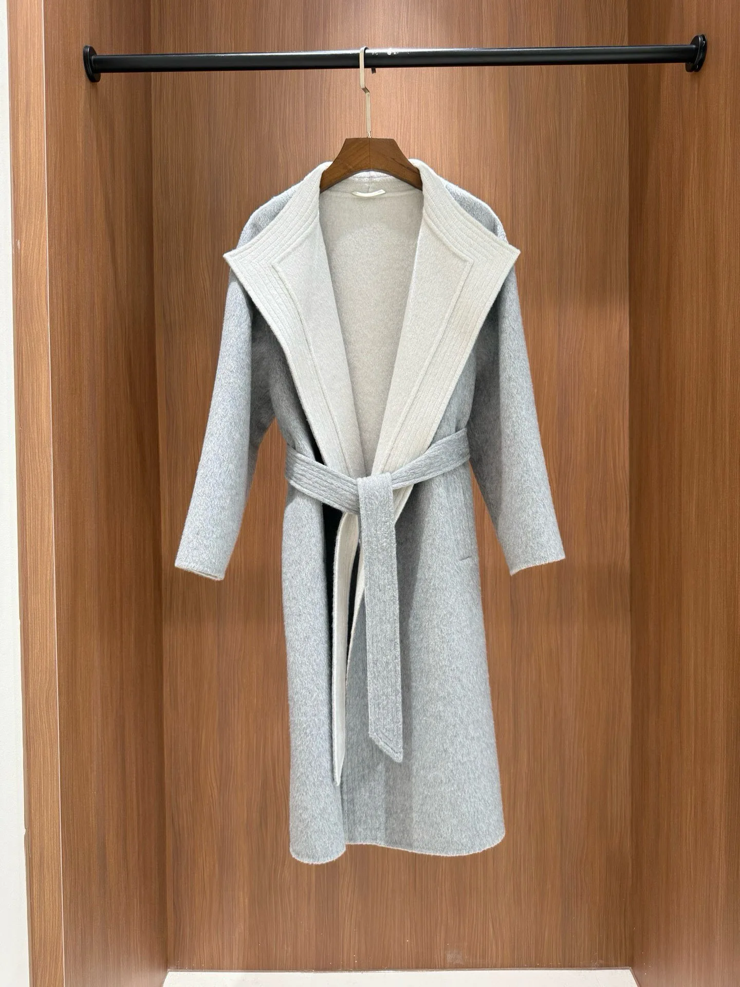 

Autumn-winter casual women's hooded elegant wool-cashmere coat