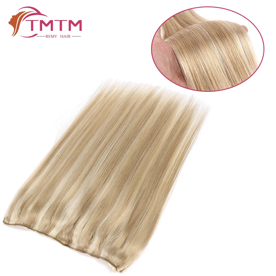 Fish Line Hair Extension Brazilian Straight Remy Human Hair 4 Clips in Onepiece Invisible Wire in Hair Extensions Human Hair