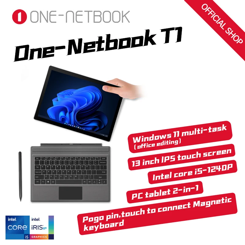 Onexplayer One Netbook T1 IPS 2K Surface Tablet Laptop 2in1 PC Intel Core i5 DDR5 Windows 11 WiFi 12000 mAh 65 W