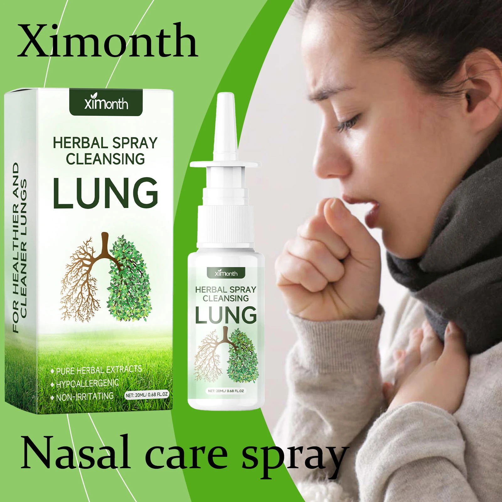 

Ximonth Herbal Nasal Cleaning Spray Relieve Dry Cough Freshen Breath Promote Body Health Relief Discomfort Nasal Care Spray