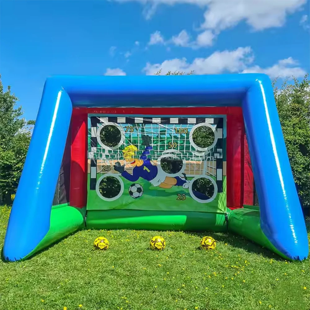 Inflatable Football Shootout  Soccer  Shoot Gate Inflatable Football Kick Goal Shooting Game With Blower For Family Backyard