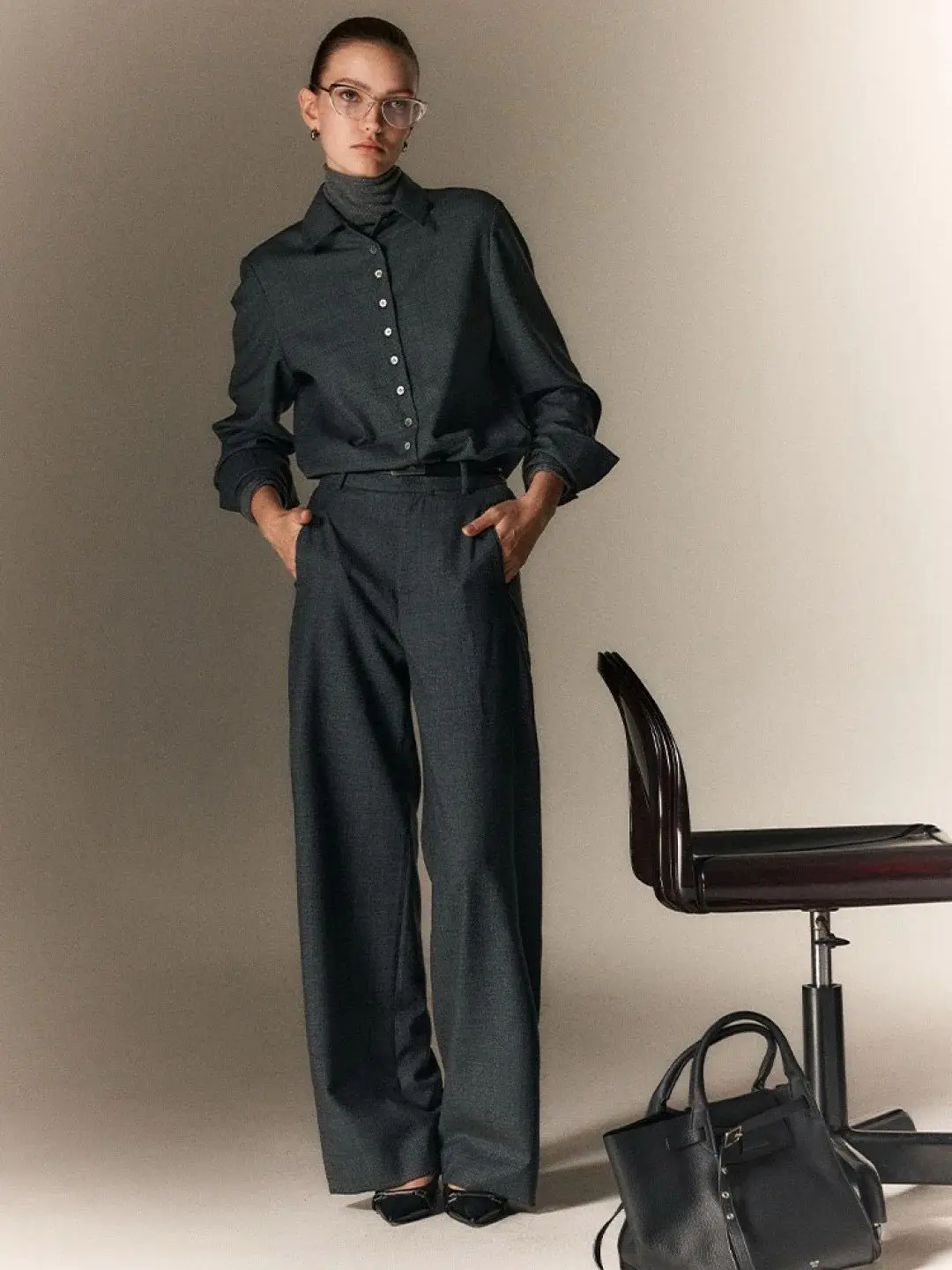 

Осенний минималистичный женский однотонный классический шерстяной брючный костюм