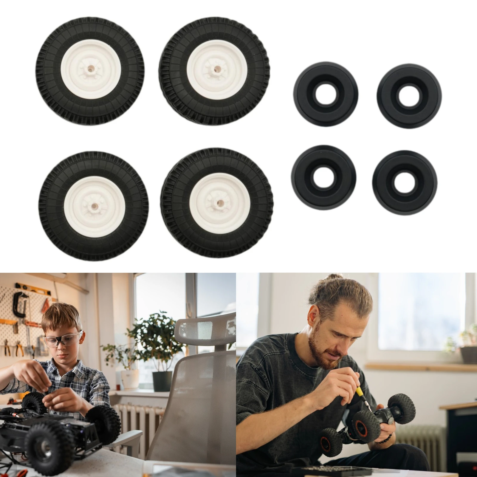 4 PC RC Tires with Counterweight for C84 C94 4Wd Off Road Pick Up Truck 1/12 RC Crawler Car Crawler Hex Hubs RC Wheel Rims DIY