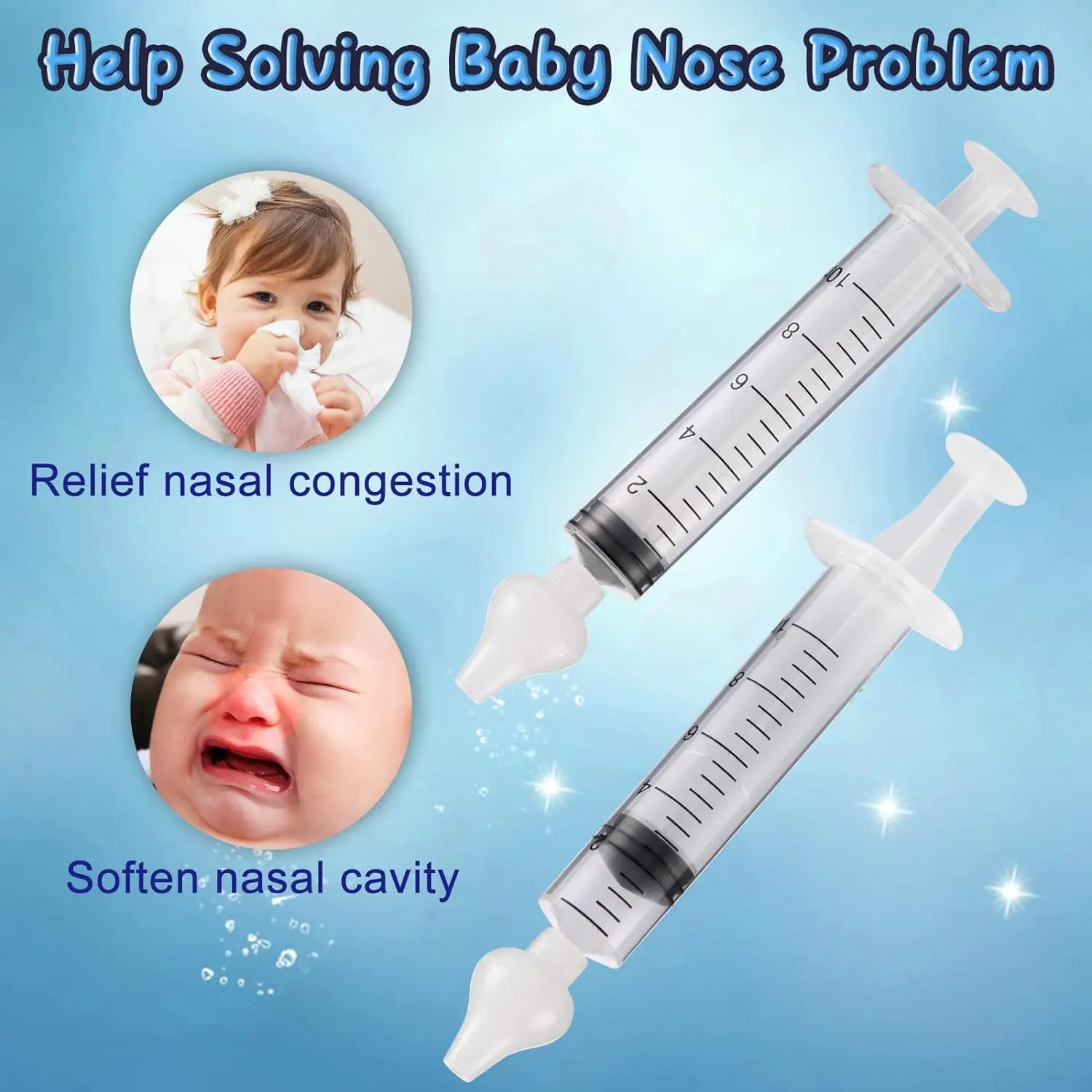 AnGku 8/10pcs Baby Syringe Nasal Irrigator Professional Nasal Aspirator Kit Portable Infant Nose Cleaner for Newborn Infants