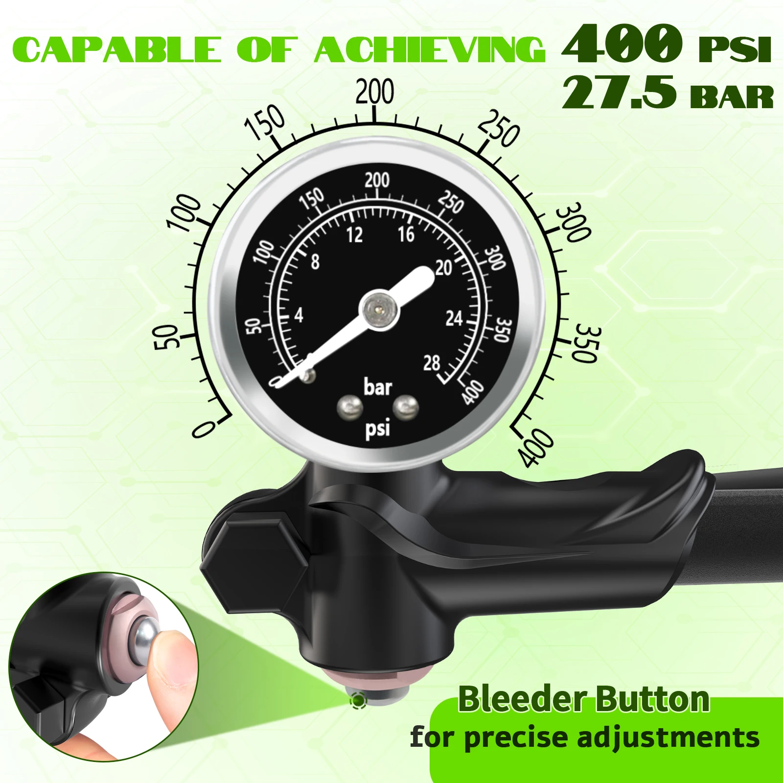 BUCKLOS Bicycle Air Pump 400PSI Air Suspension Inflator MTB Front Fork Rear Shock Absorber Pump Schrader Valve Tire Inflator view 4