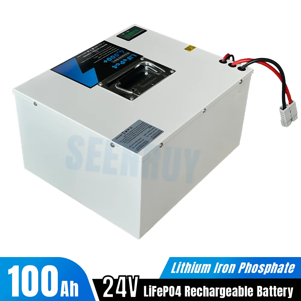 24V 100Ah LiFePO4 Battery Lithium Iron Phosphate Built-in BMS Optional Bluetooth for AGV Robot Solar Energy RV Floor Washer