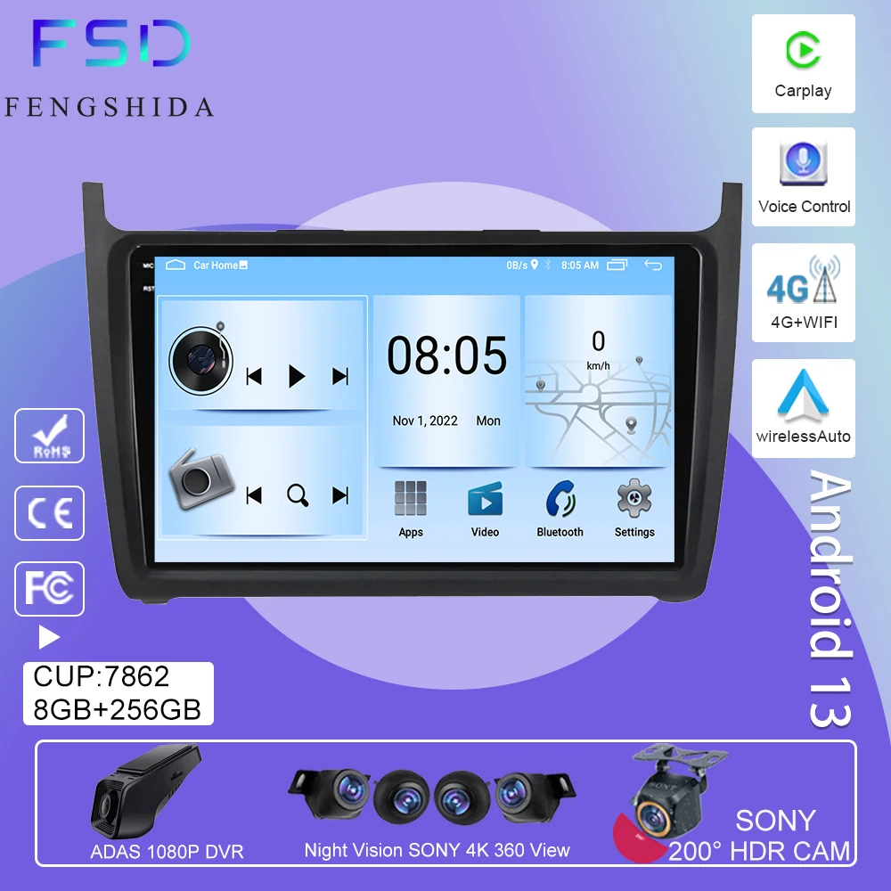 

AI Voice Android Auto Radio For VW Volkswagen POLO 5 Sedan 2008- 2020 Carplay Car Multimedia GPS Autoradio 4G WIFI DSP NO 2 din