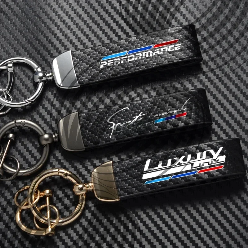 Pour E34 E46 E39 M3 M5 F30 F10 E60 E36 luxe Sport Logo emblème voiture en Fiber de carbone cuir en alliage de Zinc porte-clés microfibre porte-clés