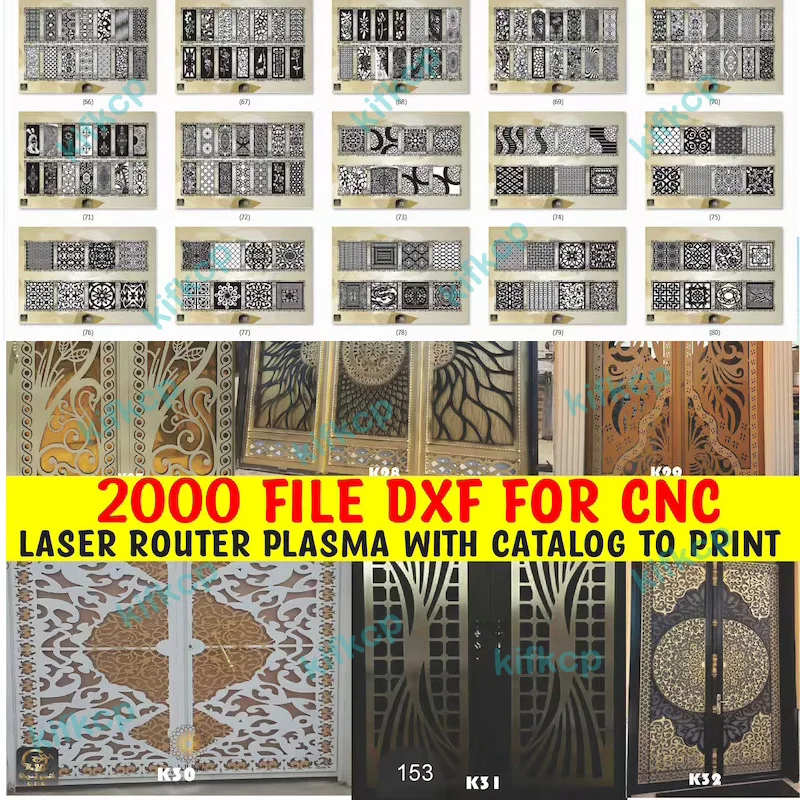 2000 Metal Door Home Garden Decor Sheet DXF Format 2D Vector Design CNC Laser Plasma Cutting Drawing  Files Collection