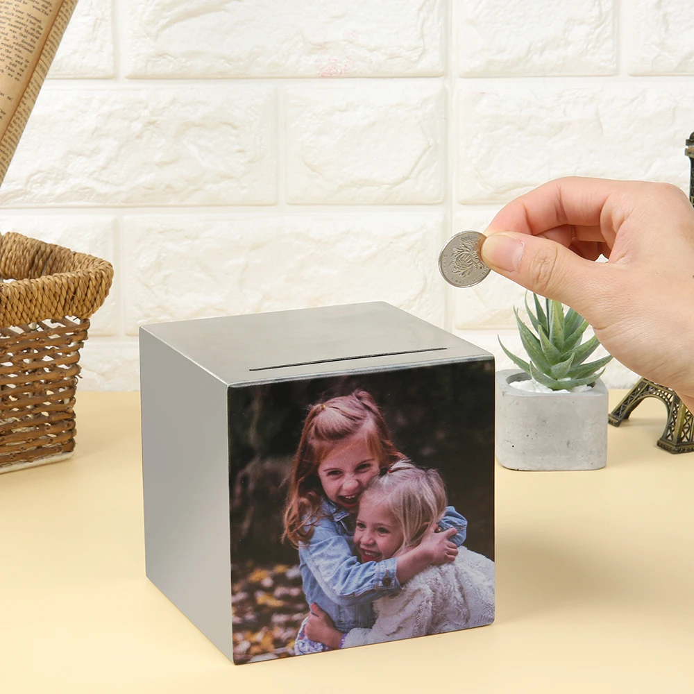 

personalized photo Piggy Bank Made of Stainless Steel Safe Box Money Savings Bank for Kids, Can Only Save the Piggy Bank