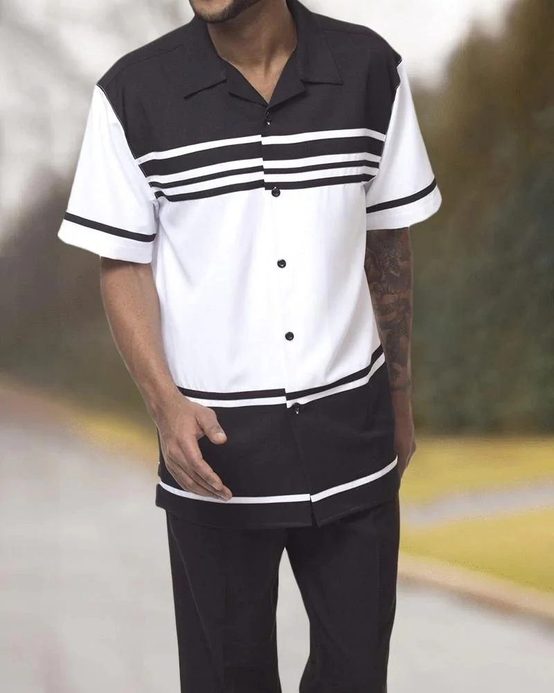 

Elements Harajuku Cardigan Top + Casual Pants Summer Party Shirt + Pants Gradient Fashion Brand Cardigan Casual Suit Men's 2022