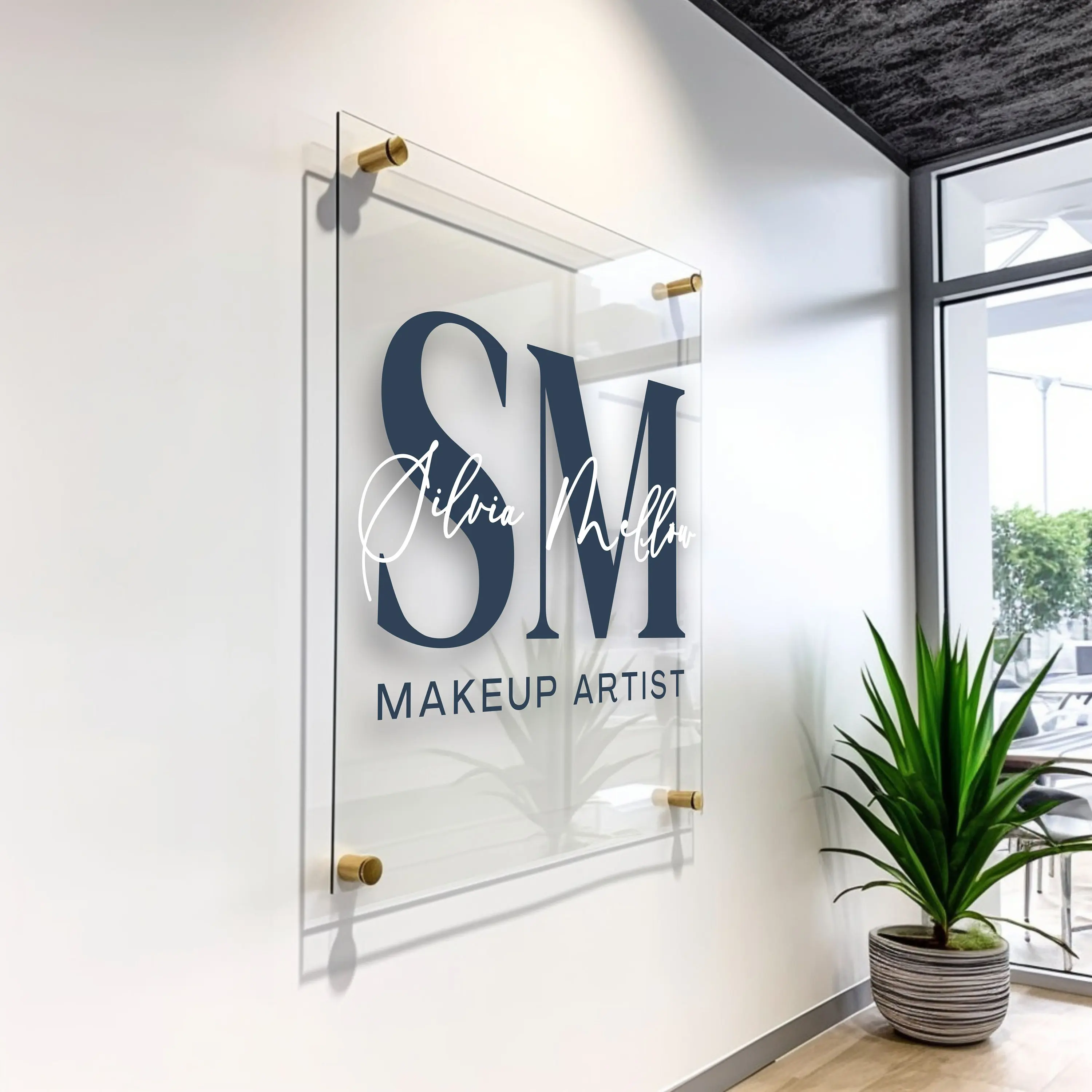 Custom Acrylic Business Sign UV Printed Office Store Font Logo Sign Salon Sign Business Wall Sign Decor Plexiglass Business Logo