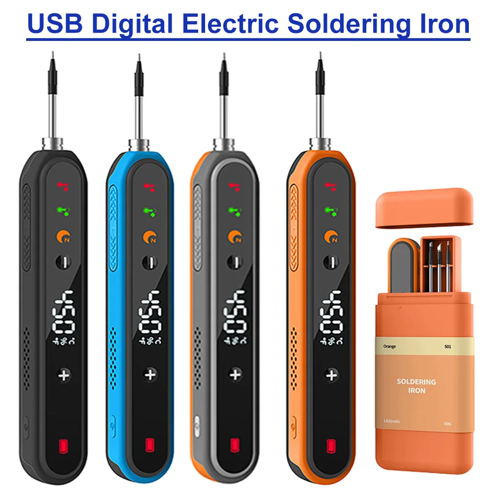 

USB цифровой электрический паяльник с интеллектуальной регулировкой температуры, набор для пайки Type-C, инструменты для ремонта и сварки, DC 5V 3A