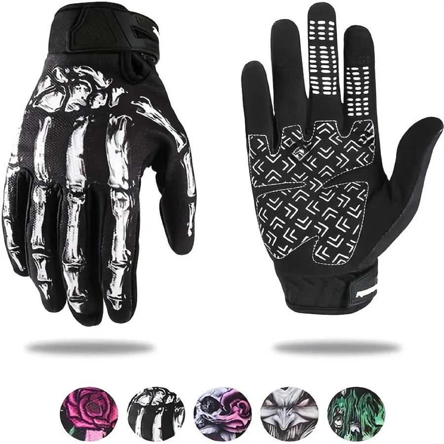 AliExpress 1Pair Full Finger Cycling Gloves Touch Screen Motorcycle Gloves Ghost Claw Joker Skull Gloves For