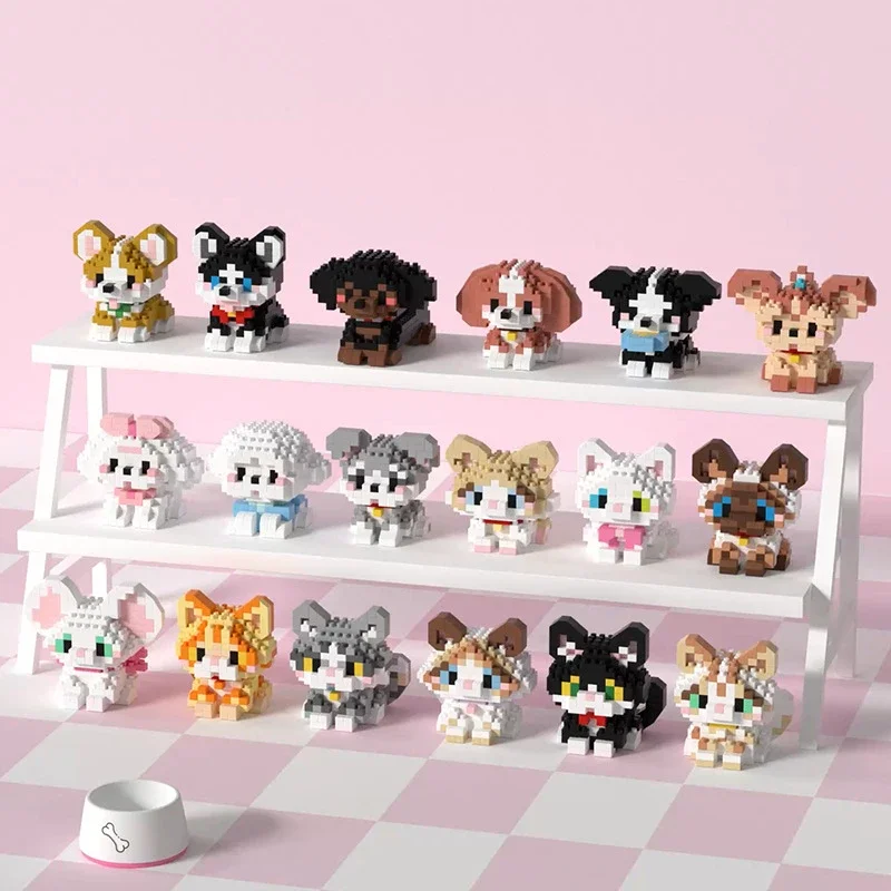 Mini Leuke Huisdier Kat Serie Leuke Ragdoll Siamese Kat Baksteen Corgi Husky Kleine Micro Deeltje Kinderen Hond Bouwstenen speelgoed - afbeelding 2