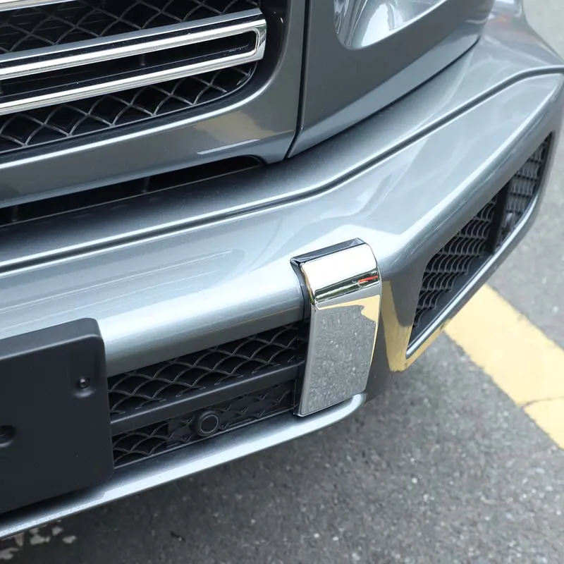 For Mercedes-Benz G-Class W463 G63 2019-2020 ABS Front Bumper Decorative Cover Sticker Exterior Molding Cover Accessories 2PCS