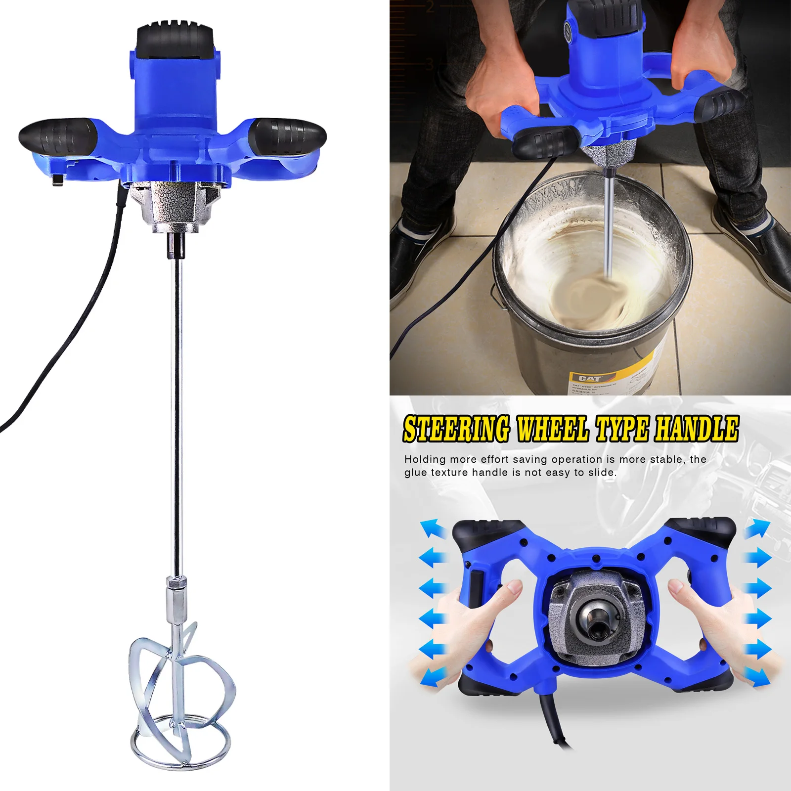 Mezclador de paleta portátil de 2600W, herramienta eléctrica de agitación de 6 velocidades ajustables para mortero, lechada, pintura, cemento y yeso