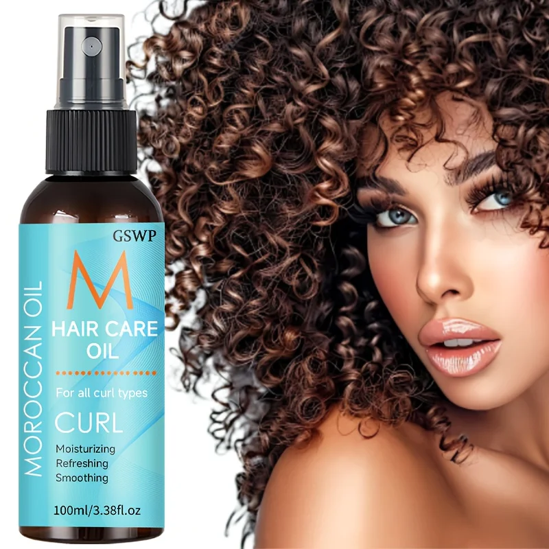 GSWP 100ml Spray para el cabello con aceite de argán suaviza eficazmente la sequedad y la rotura, adecuado para todos los peinados rizados.