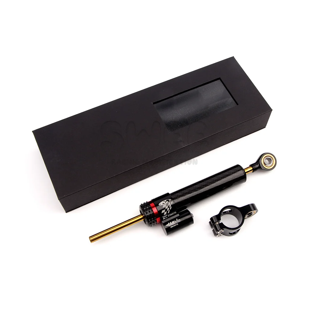 Universal Steering Damper for Motorcycle – Carbon Fiber Titanium Adjustable Stabilizer, Shock Absorber Modification