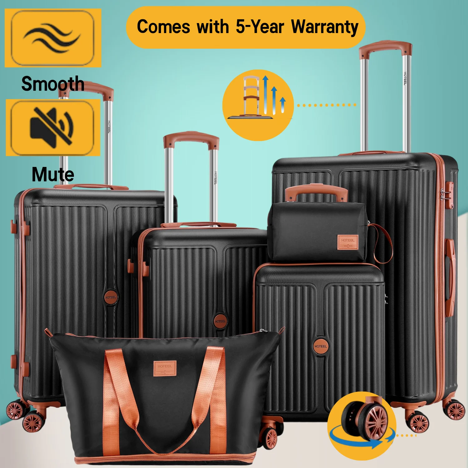 

Hoteel Luggage 3/6-piece Set, 360° Universal Suitcases with Wheels Hard Shell Suitcase with TSA Lock, Including Waterproof