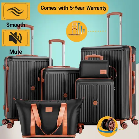 Hoteel Luggage 3/6-piece Set, 360° Universal Suitcases with Wheels Hard Shell Suitcase with TSA Lock, Including Waterproof