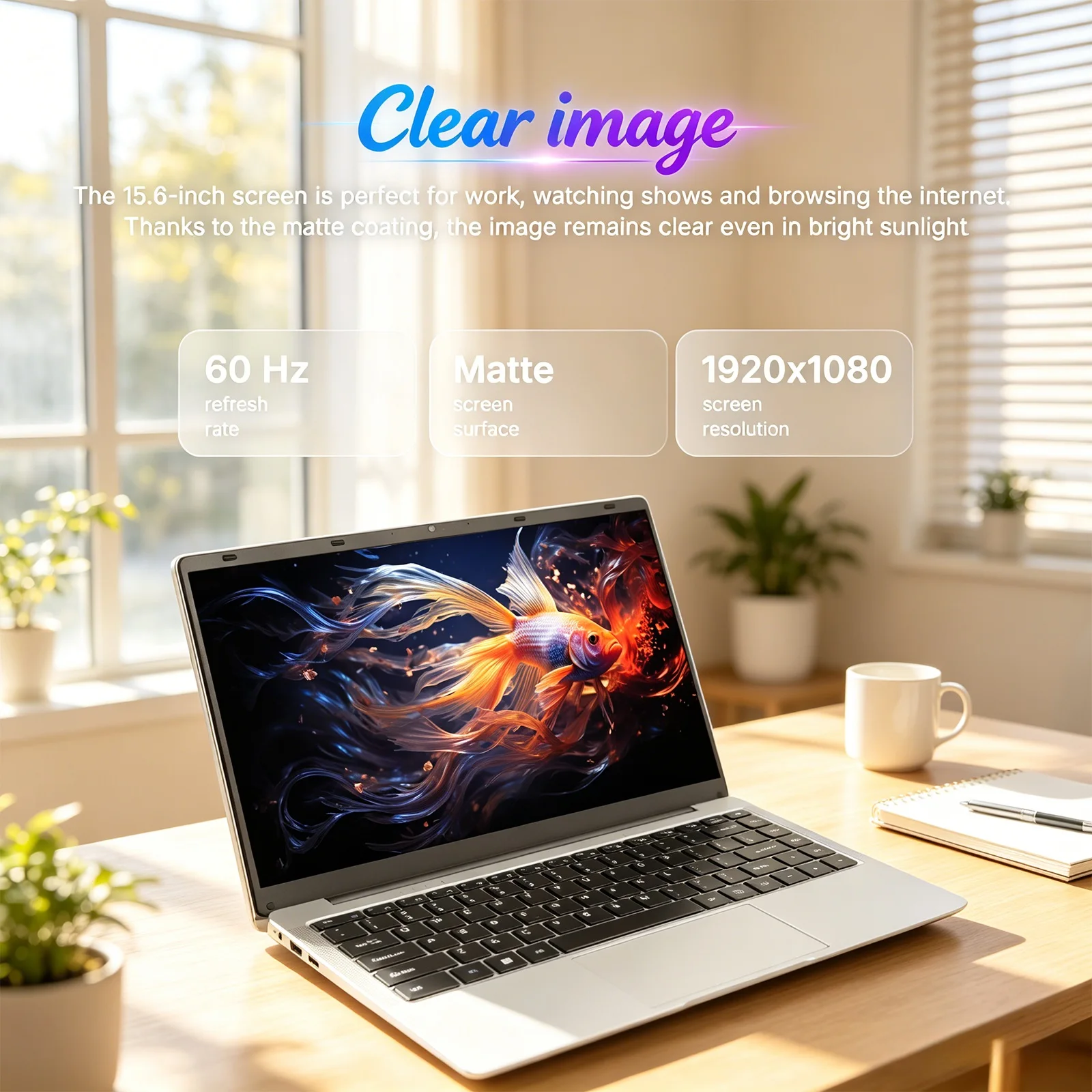 Brand New 14.1 Inch Laptop Intel Celeron N3450 8GB RAM 128GB SSD FHD 1920x1080 Notebook Windows 10 Pro WiFi Dual Band Bluetooth 5.2 Lightweight Portable Computer for Student Office Business Home France Stock Multi Language System Laptop Duty Free Shop
