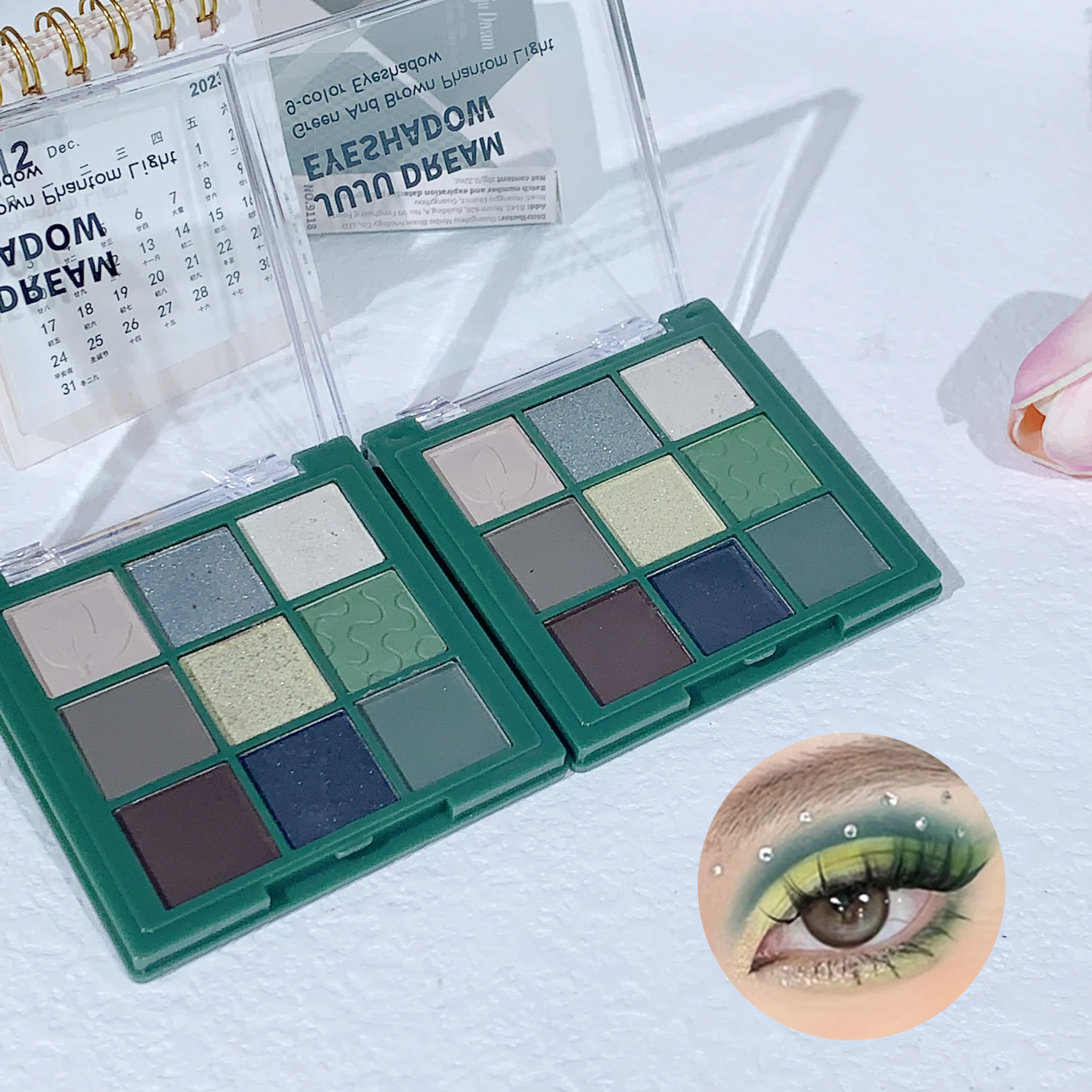 JUJU DREAM الأخضر البني فانتوم تسعة ألوان عينيه لوحة الرجعية الفرنسية تحسس الأخضر الزيتون الأخضر الصغيرة سموكي #4