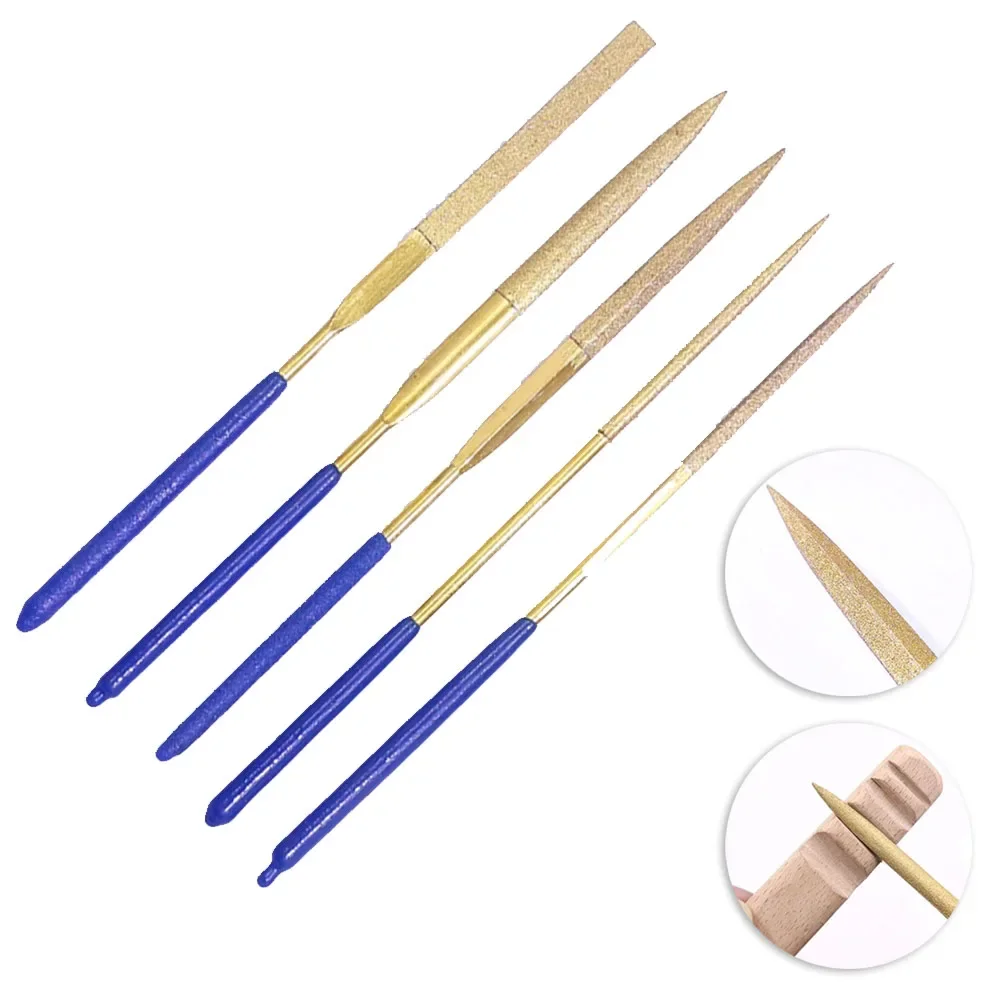 Sanding Polishing Alloy Tools Woodworking Assorted Wood File Titanium Plated Diamond File 3*140mm Set Files Wear-Resistant