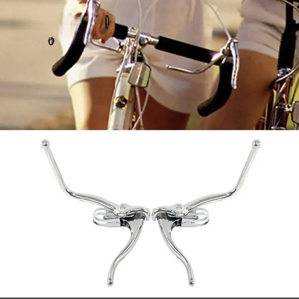 AliExpress 1 Pair of Road Bike Drop Bar Double Handle Brake Levers Racing Bicycle Fixed Gear Handbrakes for 22mm Handlebar Bent Drop Bars
