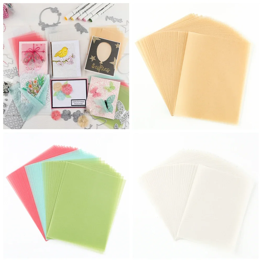 Feuilles de Papier Vélin Lisse Givré Coloré, Translucide, Effet Chaleur, Couleur Or/Argent, 30 Pièces