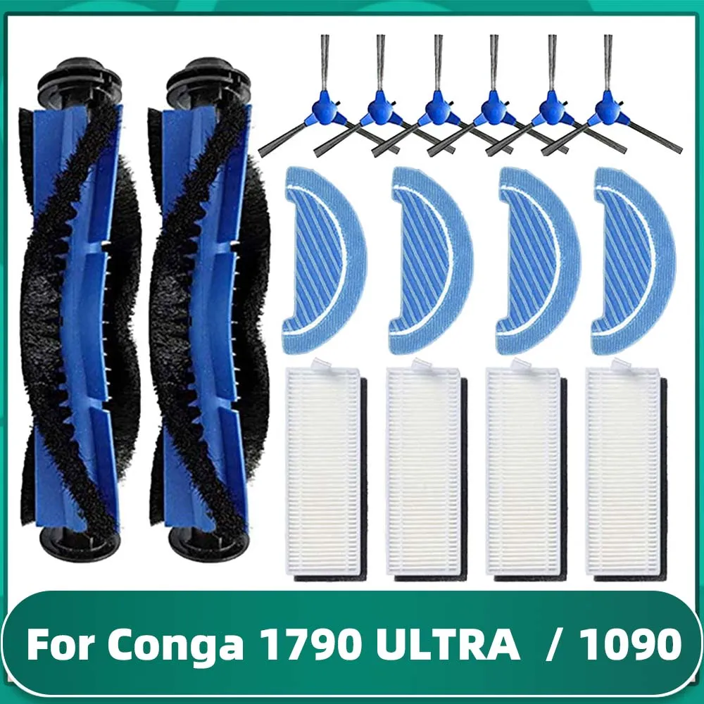 For Cecotec Conga 1790 ULTRA / 1090 Hepa Filter Mop Cloth Main Side Brush Spare Parts Robotic Vacuum Cleaner Replacement Kits