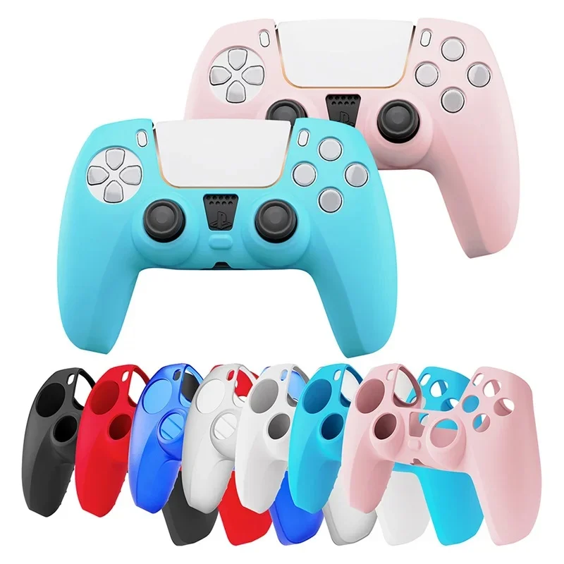 PS5 couleur unie contrôleur couverture coque en silicone souple anti-dérapant manette de jeu peau pour Playstation 5 contrôleur Joypad accessoires étui