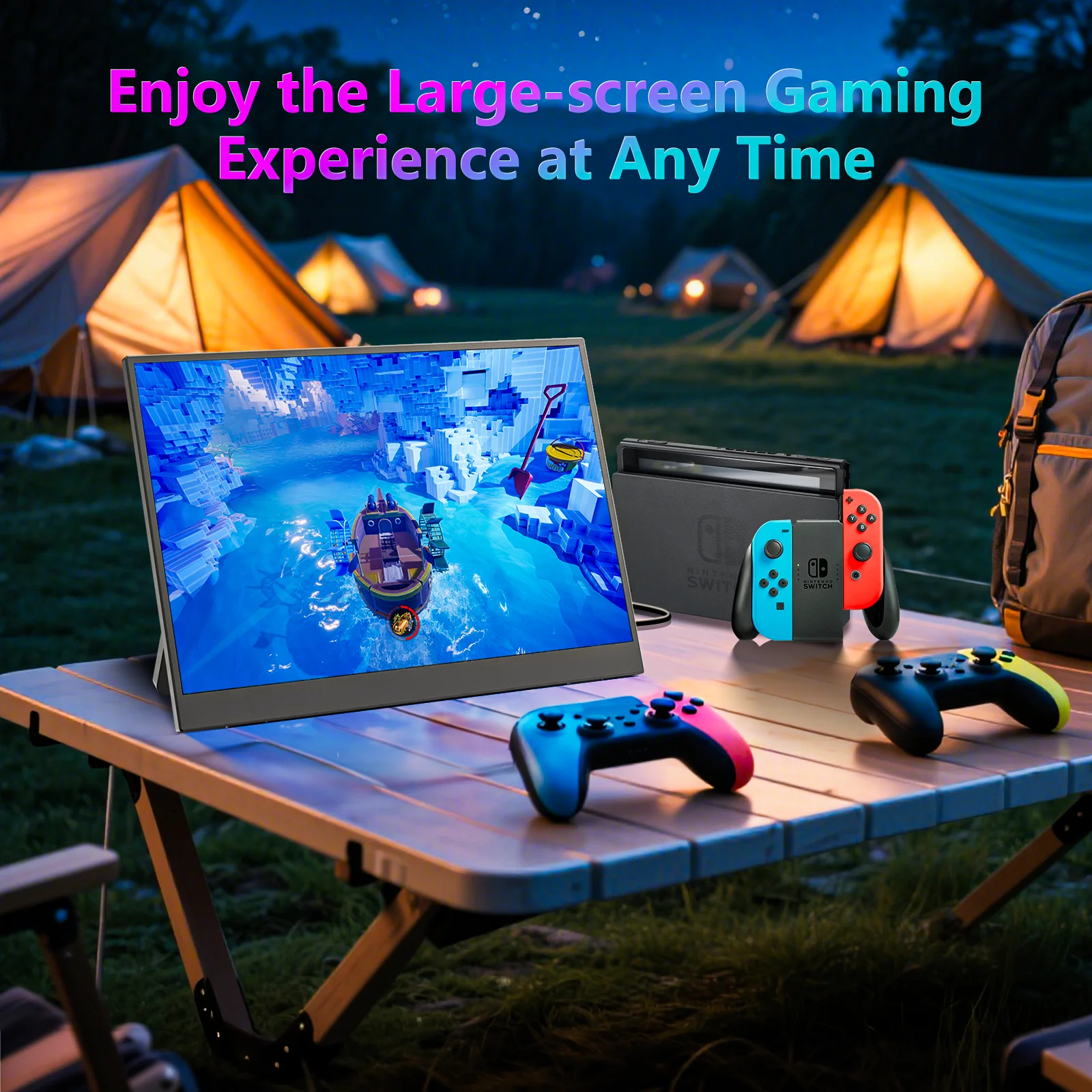 WUAWE 14 inch Portable Monitor FHD IPS Screen Dual USB-C HDMI Adjustable Stand Plug&Play for Laptop PS5 Switch Xbox Work Travel