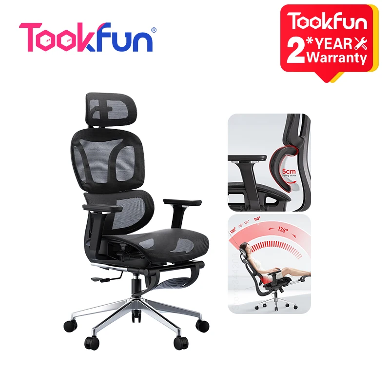 Tookfun-silla ergonómica S9 para oficina, asiento de juego para el hogar, reposabrazos 4D, alivio de la presión de la espalda del hombro, puede