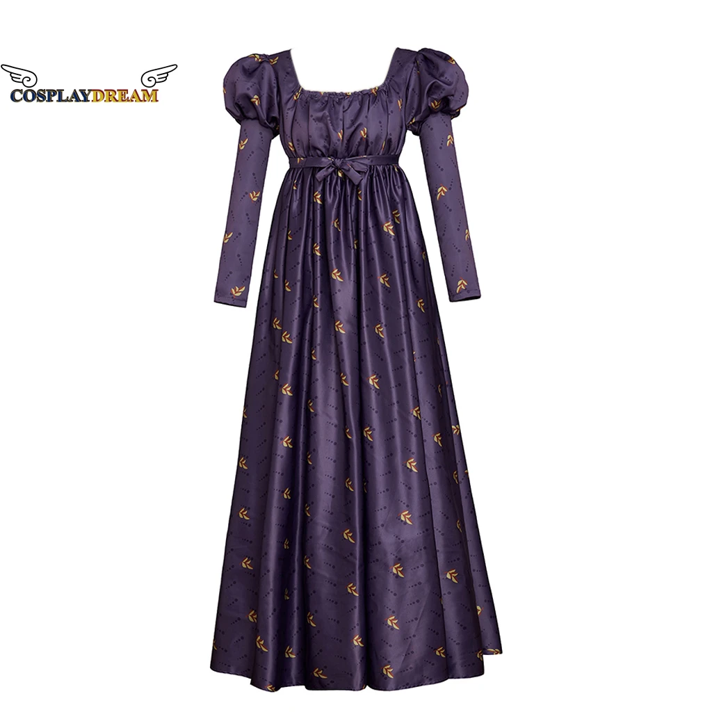 

Victorian Jane Austen Dress Regency Floral Ball Dress Purple Vintage High Waistline Tea Gown Dress Chemise Costumes Ball Gown