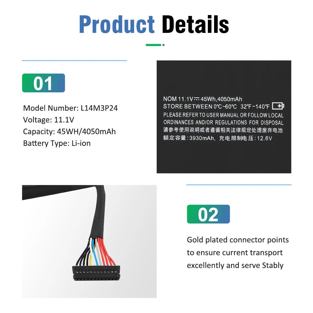 ETESBAY L14M3P24 Laptop Batterij 45WH/4050mAh Voor Lenovo IdeaPad Y700-14ISK 700-15ISK 700-17ISK Legioen Y520-15IKBA L16S3P24
