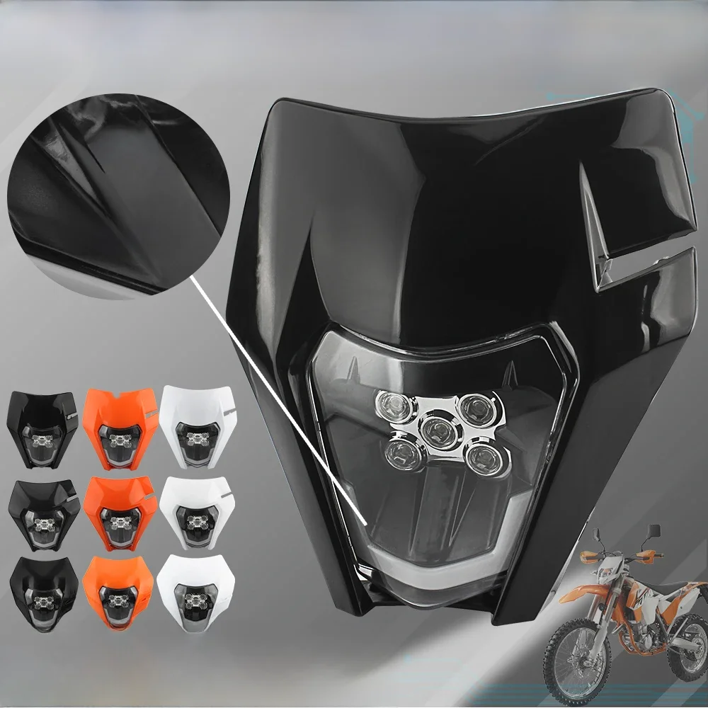 AliExpress PowerMotor Motorcycle Headlight Plate LED Accessories for KTM EXC SX MX 250 300 450 Fairing Motocross Dirt Bike Supermoto Enduro Headlight