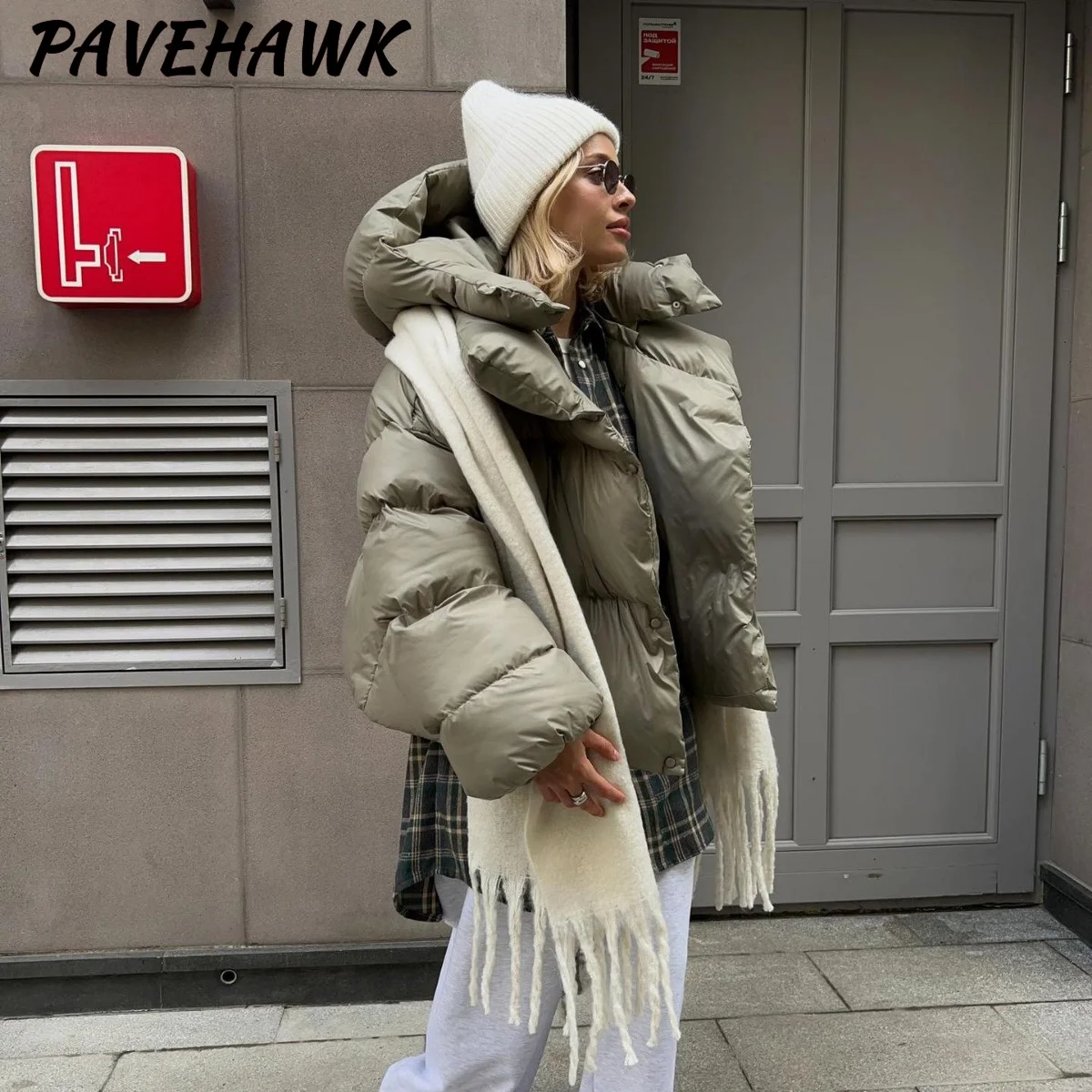 Women Hooded Winter Quilted Jacket Thick Warm Solid Streetwear Zipper Loose Down Parkas Streetwear Office Ladies Puffer Outwear