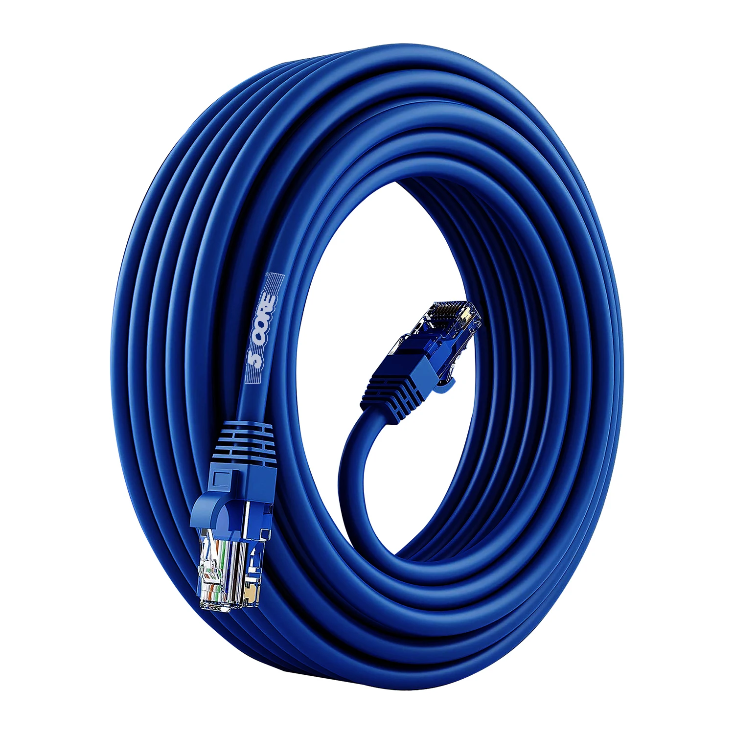 

5 Core Cat 6 Ethernet Cable Long Computer Internet Cables WiFi RJ45 Cord for Gaming ET 15FT BLU