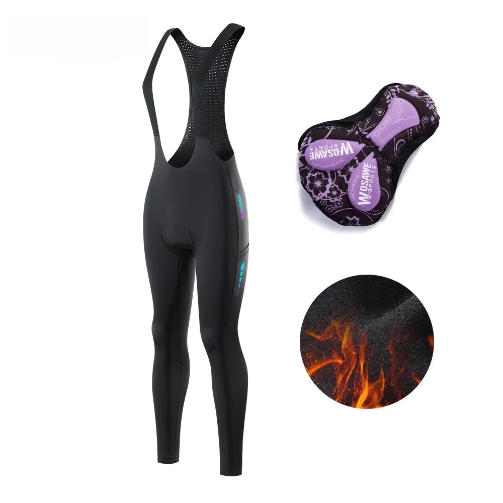 AliExpress WOSAWE Cycling Bib Pants Women Winter Lycra Thermal Bike Pants 5D Gel Pad Warm Cycling Bib Pants Bicycle Trousers Clothing