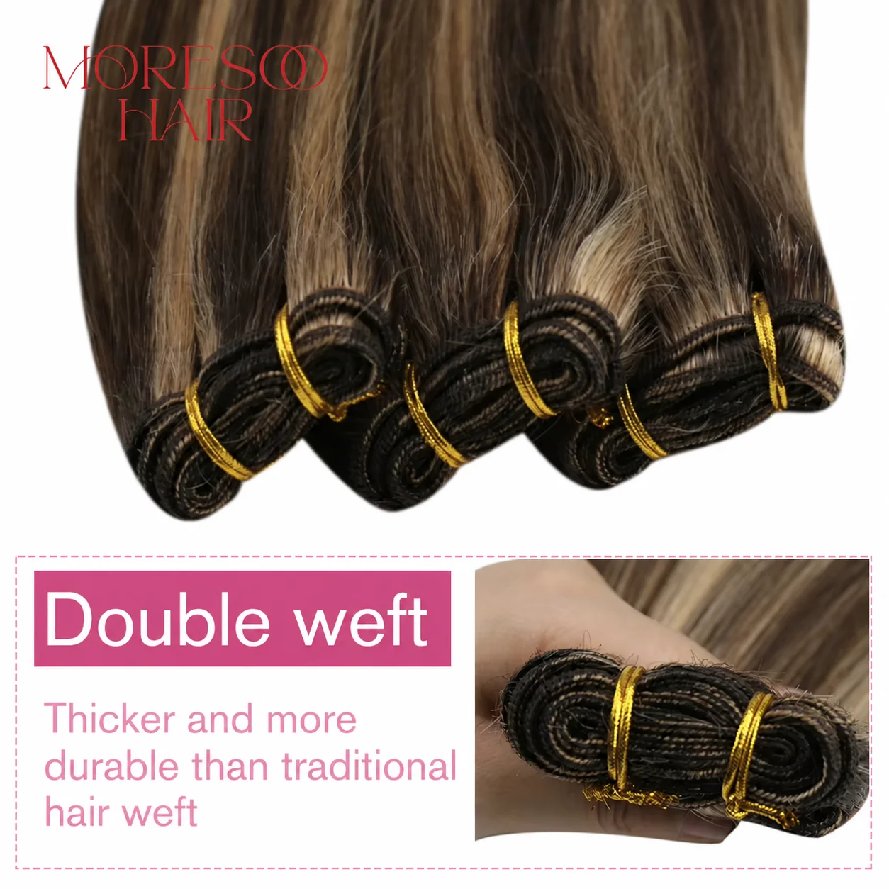 Moresoo Human Hair Wefts Hair Weft Brazilian Machine Remy Natural Straight Weaving Bundles 100g Per Sew in Human Hair Extensions