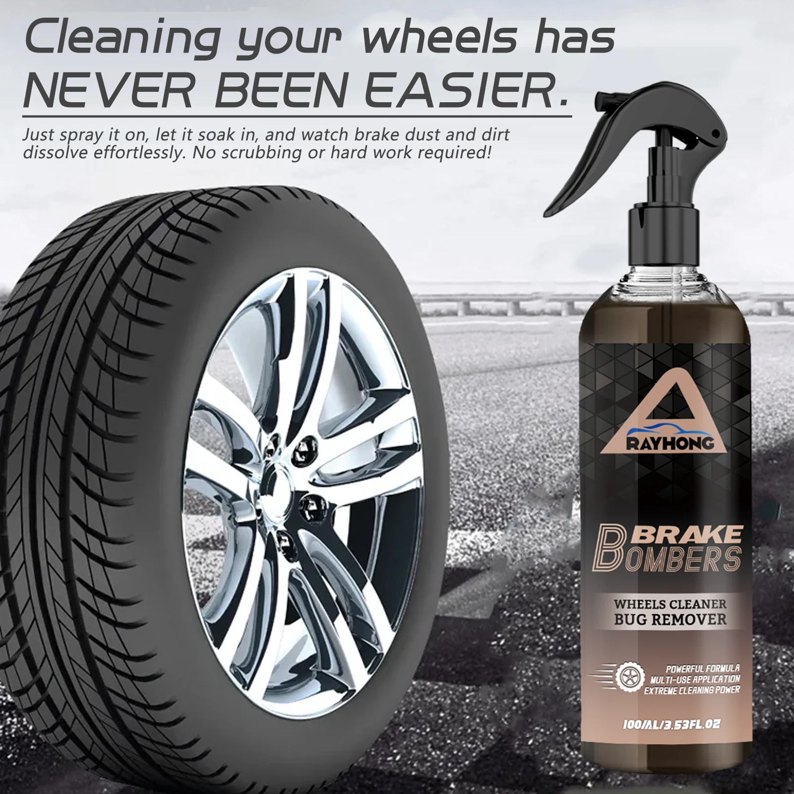 RAYHONG Car Wheel Cleaner Spray Dust Removal Protect Wheels And Brake Discs From Iron Rim Rust Cleaner Auto Detail Chemical Care