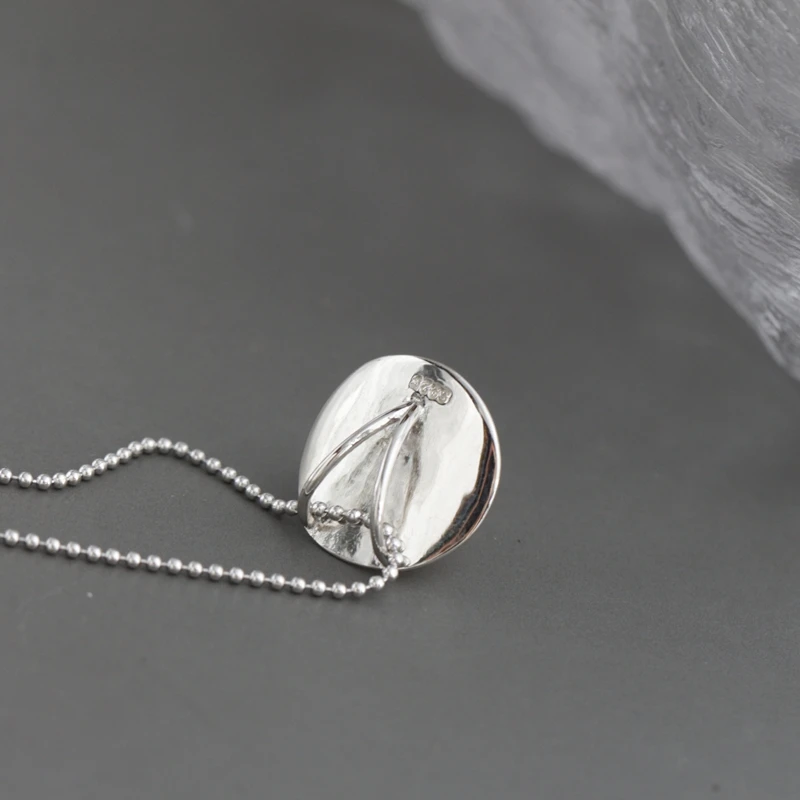Authentic 925 Sterling Silver Pendant Inlaid Natural Freshwater Pearl Geometric Circle Design Simple Trendy Women Pendant Gift