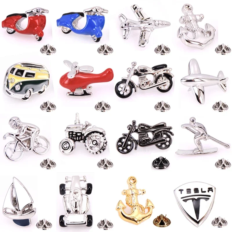 AliExpress XKZM auspicious High quality motorcycle / bicycle / bus / aircraft / racing car / boat anchor Brooch men's shirt suit LAPEL BADGE PIN gift