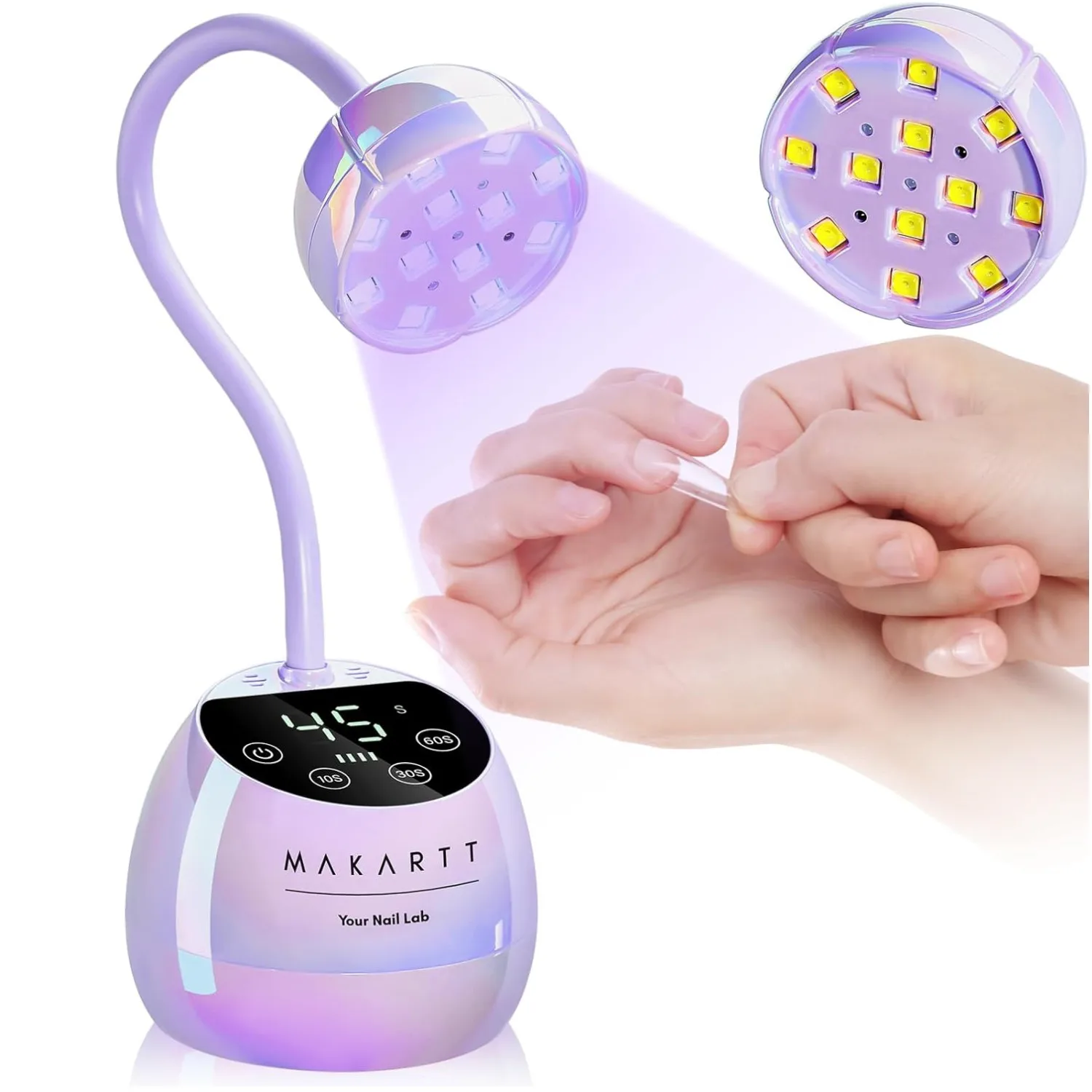 

UV LED Nail Lamp - Gooseneck UV Light for Gel Nails Polish USB 39W Cordless Flash Cure Lamp with 4 Times & Auto Sensor Dryer