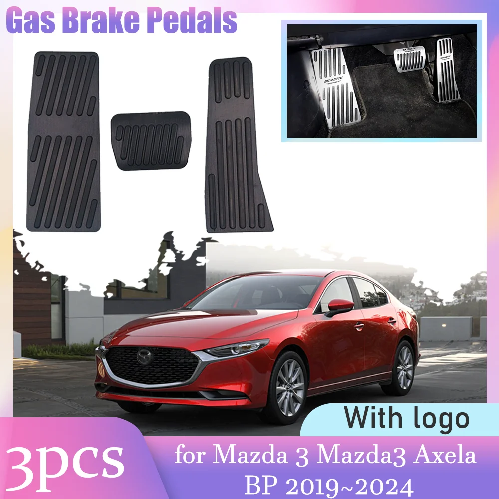 Car Gas Brake Pedals for Mazda 3 Mazda3 Axela BP 2019~2024 Anti-Slip Aluminum Alloy Rest Clutch Foot Pedal Pad Cover Accessories