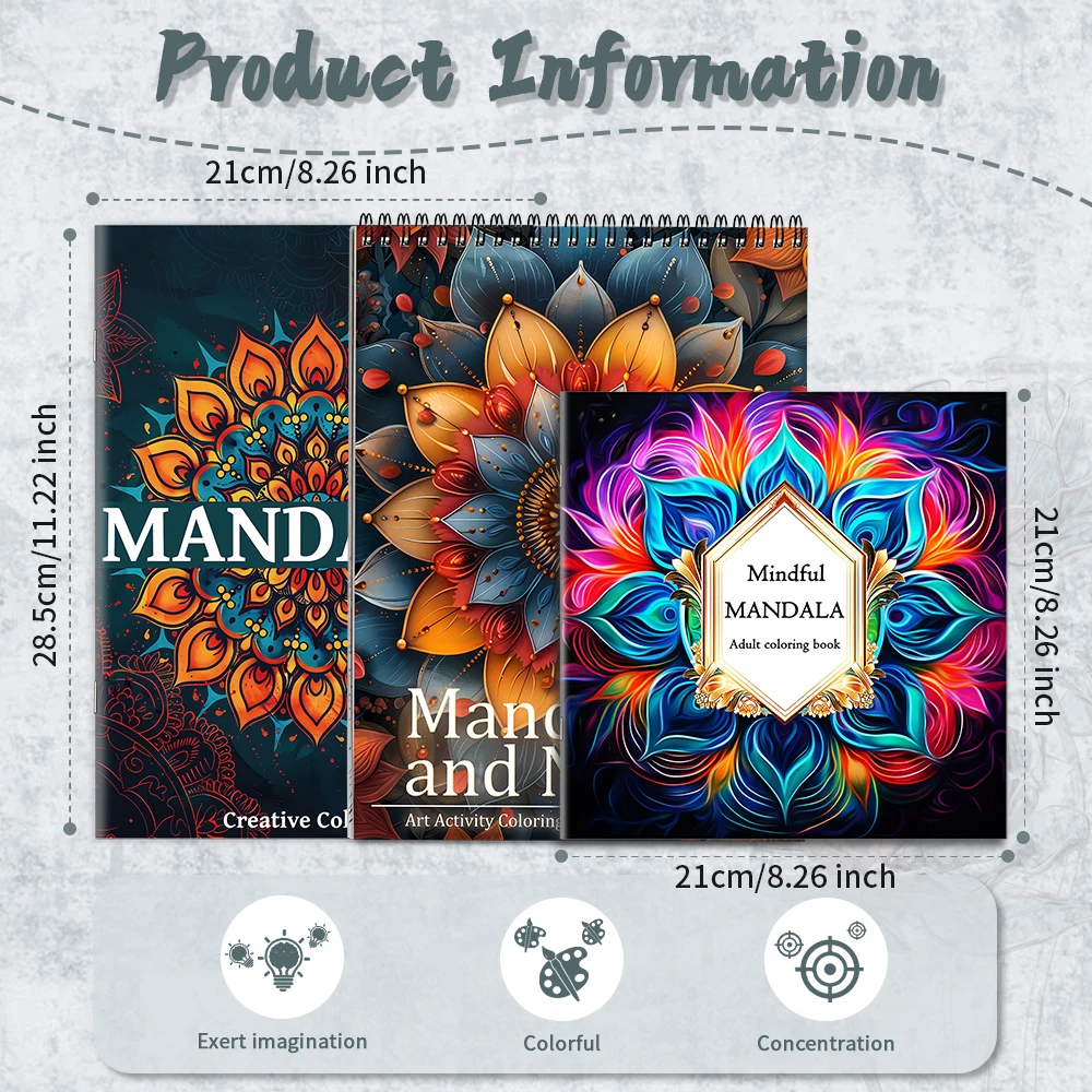 Upgraded and thickened 7-book set with mandala theme, double-layer thickened spiral circle design, a good choice for gifts