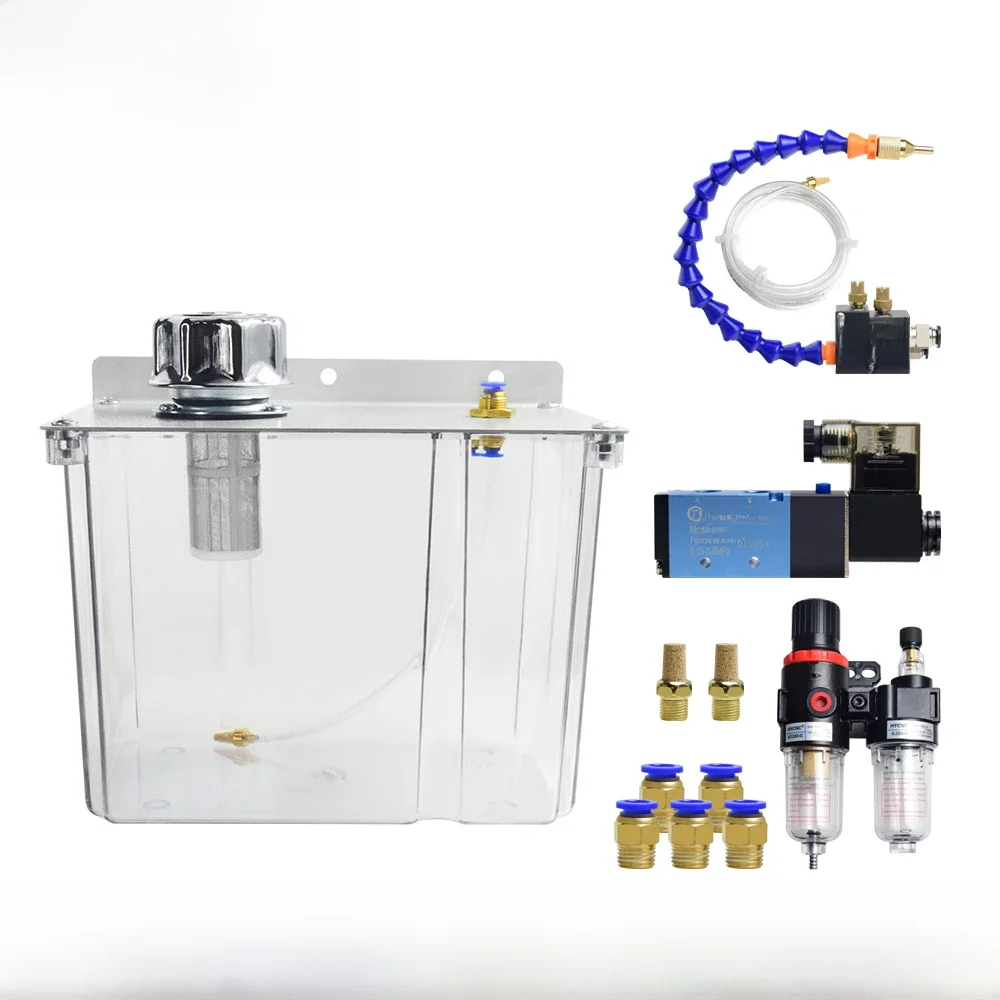 Pulvérisateur pneumatique CNC, Machine-outil, tuyau d'eau, pompe à huile, système de lubrification, pulvérisation d'eau basse pression, réservoir d'huile Transparent de 3L