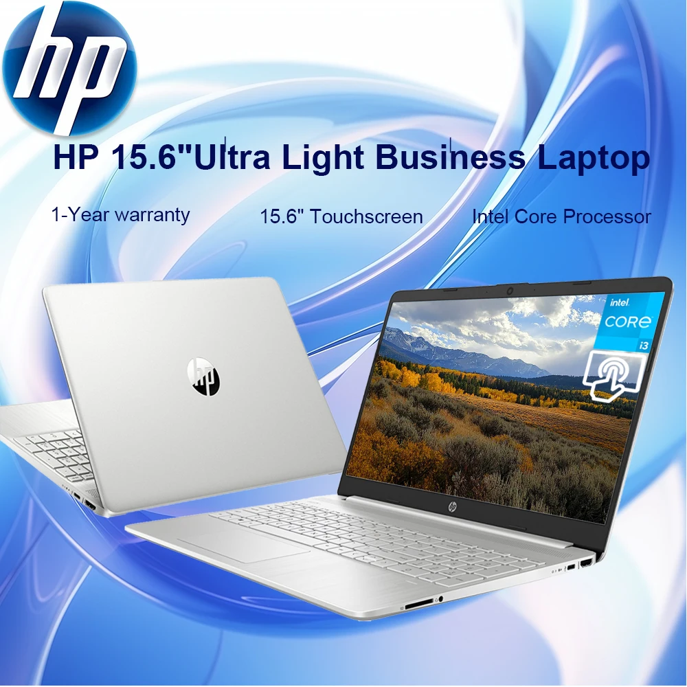 HP 2024 Business Laptop, 15.6" Touchscreen Laptop, Intel Core i3-1215U, 32GB RAM, 1TB SSD, Intel UHD Graphics, Silver