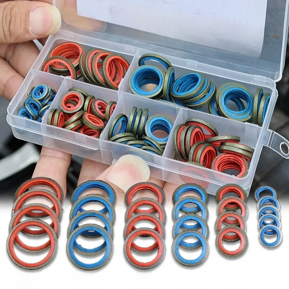 Uszczelka korka spustowego oleju samochodowego Zestaw naprawczy uszczelki silnika samochodowego Gumowa metalowa uszczelka O-Ring Podkładka M6 M8 M10 M12 M14 M16 — zdjęcie 2